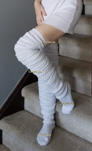 Long Loose Thigh High Socks Over Knee Japanese School Girl Cable Knit Cosplay 69 - Picture 1 of 81