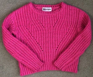 COTTOM EMPORIUM size M Girls Bright Neon Pink Pullover Chunky Knit Sweater - Picture 1 of 4