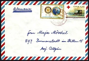 CHILE, COVER FROM LA CRUZ TO GERMANY, YEAR 1986, RED CROSS AND ROTARY STAMPS - Picture 1 of 1