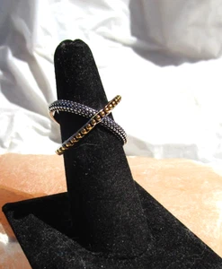 Lagos Caviar wide X Crossover ring 925 sterling silver 18k gold size 7 - Picture 1 of 6