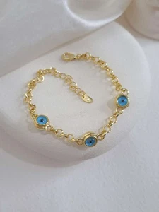 Shiloh Evil Eye Chain Bracelet | Gold or Silver Plated - Picture 1 of 9