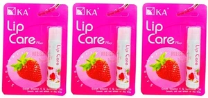 3 x KA Lip Care Strawberry Enrich Vitamin E Sunflower Oil Moisturizers Soft 3.5g - Picture 1 of 3