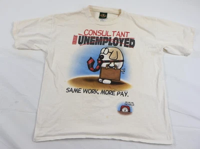 VTG Logotel T-shirt Men's XL Slim Distressed White Dilbert Unemployed Cartoon - Image 1 of 4