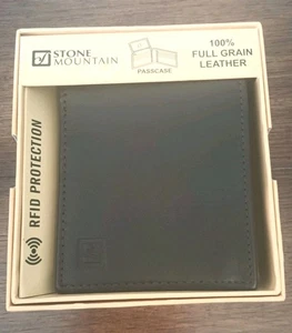 Stone Mountain Leather Mens Wallet Passcase Full Grain Brown Security RFID New - Picture 1 of 9