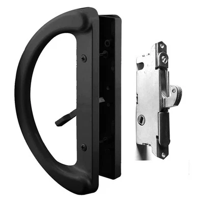 Juego de manijas de puerta correderas de vidrio para patio con cerradura de mortaja de 45° adecuado para corredera... Foto 1 de 4