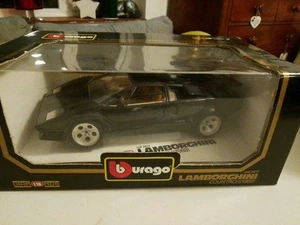 Lamborghini Countach Black Burago Diecast 1:18 Car and Box very good condition - Picture 1 of 17