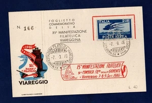 VIAREGGIO 1946: FOGLIETTO XV MANIFESTAZIONE FILATELICA CON PERFIN - Picture 1 of 2