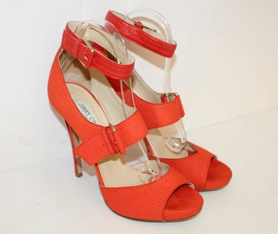 Jimmy Choo Peep Toe Mary Jane 5" Tacones de aguja con tiras Naranja Talla 11.5 EE. UU. Foto 1 de 4