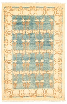 Dark Blue 3'11" x 5'11" Hand-knotted Oriental Carpet Traditional Wool Area Rug - Image 1 of 4