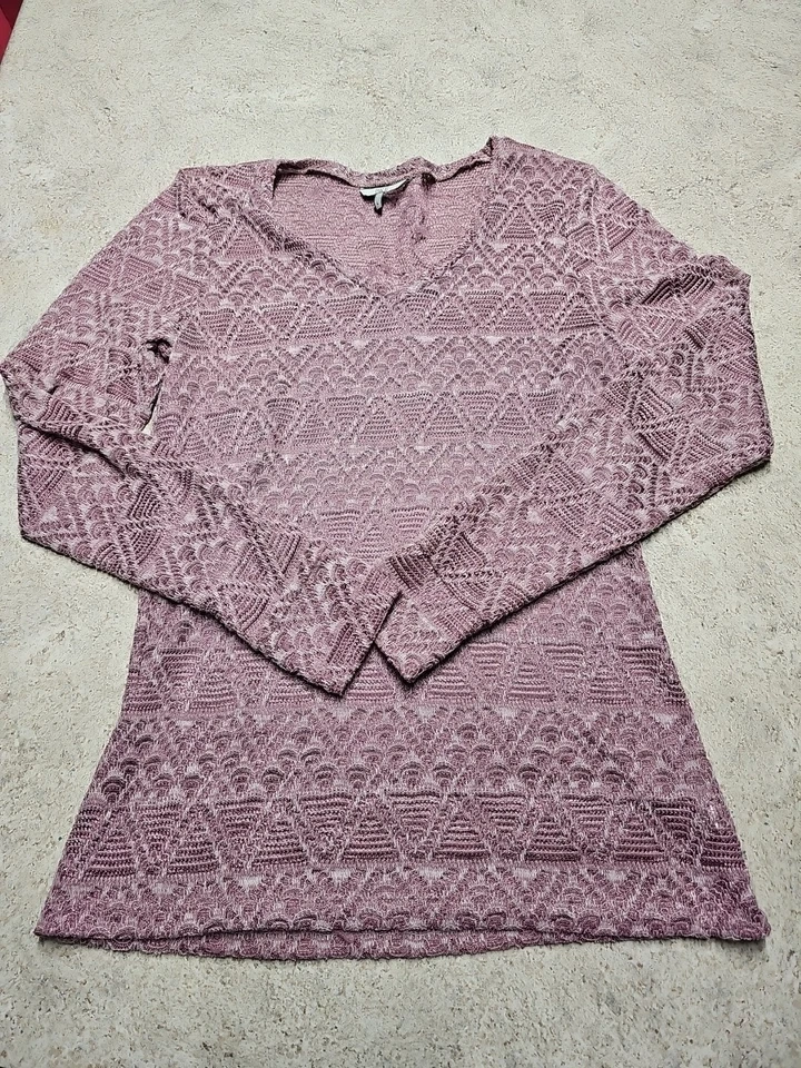 Пряжка совершенно BKE женщин фиолетовый чистый кружевной свитер блузка размер L - Изображение 1 из 4