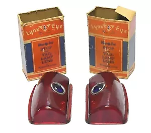 VINTAGE PLYOUTH 1946-48 NOS LYNX EYE BLUE DOT STOP AND TAIL LAMP LENS RAT ROD - Bild 1 von 11