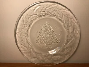 VINTAGE NICHT MEHR PRODUZIERT ARCOROC KLAR 3D GLAS "HOLLY TREE" WEIHNACHTEN SPEISETELLER VIER - Bild 1 von 2