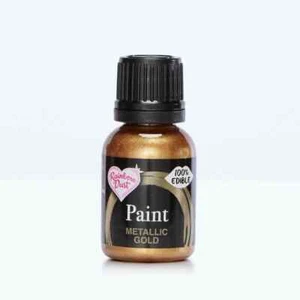 Edible Food Paint Rainbow Dust Metallic Gold 25ml For Cake decorating - Picture 1 of 11