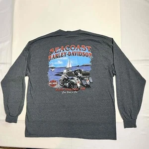 Vintage Harley-Davidson New Hampton NH Long Sleeve Biker T Shirt Mens - Picture 1 of 12