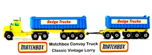Matchbox SUPER KING K-16 DODGE ROAD-TRAIN TRUCK & 2 rimorchi ribaltabili con 26 RUOTE - Foto 1 di 22