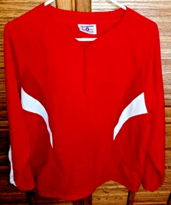 Teamwork Athletic Apparel Mens Large Pullover Jacket 1/4 Zip Red Lightweight - Picture 1 of 6
