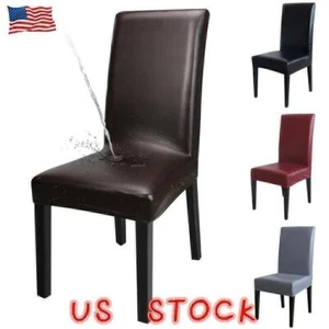 Waterproof PU Leather Slip Covers Dinning Room Wedding Party Seat Chair Cover US - Picture 1 of 16