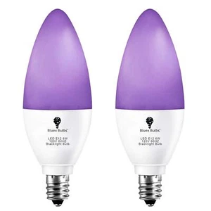 2 Pack LED Black Light Bulb 6W E12 Candle Blacklight Bulb Level 385 400nm Body - Picture 1 of 6