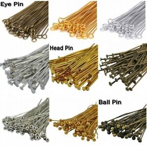 50 Pcs x Eye Pins Head Pins Ball Pins Earring Wire Jewellery Craft 16mm - 50mm 
