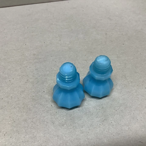 Lot of (2) Antique Opaque Chalaine Blue Glass Cabinet Pull or Drawer Knobs P246 Cover