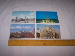 4 postales de viaje TWA de colección MILÁN - GRECIA - INGLATERRA - PARÍS Torre Eiffel - Imagen 1 de 4