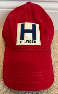NWOT Vintage Tommy Hilfiger Unisex Hat Cap Logo One Size Adjustable Red Cotton - Picture 1 of 10