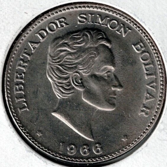1966 Colombia Uncirculated 50 Centavos Head of Simon Bolivar Coin - Image 1 of 2