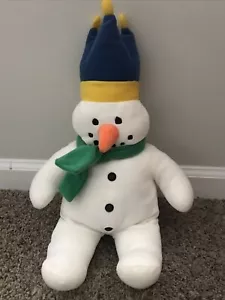 READ RARE Talbots Kids Eden White Snowman Green Scarf Blue Crown Stuffed Plush - Picture 1 of 10