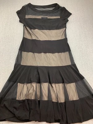Vestido R&M Richards Petites a Rayas Mujer Talla 8P Negro Cintura Caída Transparente Moderno Foto 1 de 4