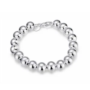 Armband Halskette Damen Frauen größere Kugeln Perlen versilbert UK BG1726 - Bild 1 von 4