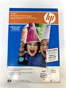 Oryginalny błyszczący papier fotograficzny atramentowy HP Premium - 100 arkuszy 4 x 6" zapieczętowany - Zdjęcie 1 z 2