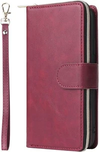 For iPhone 15 Pro Max Wallet Phone Case with Card Holder Zipper Purse Wrist - Picture 1 of 7