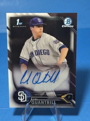2016 Bowman Draft - Chrome Draft Pick Autographs Cal Quantrill #CDA-CQ (AU, RC) - Image 1 of 2