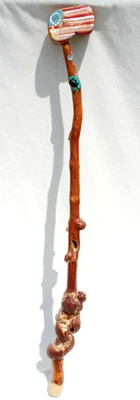 Bastón de colección bandera americana calidad burl sólido bastón Jr CHARLIE ARTE POPULAR RÁPIDO Foto 1 de 4