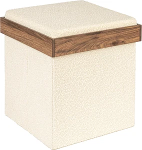 Versatile Boucle Ottoman with Hidden Storage, Cream - Picture 1 of 8