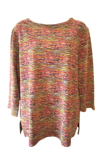 Coldwater Creek Women's Blouse Size L Colorful 3/4 Sleeve Pullover Top - Picture 1 of 9