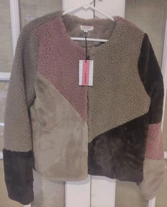 Andree By Unit Sherpa And Suede Jacket - Mauve, Brown, And Tan - Women's Medium - Picture 1 of 12
