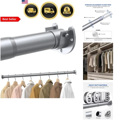 Varillas de armario para colgar ropa de 17 a 54 pulgadas Stepless ajustables metal plateado Foto 1 de 4