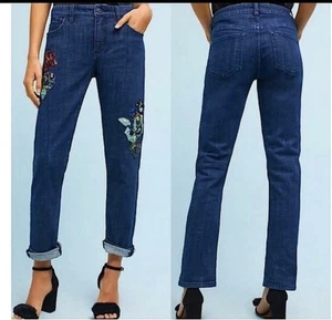 Pilcro and the Letterpress Anthropologie Slim Boyfriend Sz 29 Jeans w Sequins - Picture 1 of 13