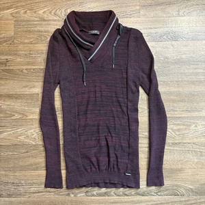 Suéter tejido granate edición negra LCR vintage Y2K con cremalleras y cuello capucha XXXL - Imagen 1 de 9