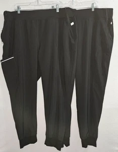 2 PAIR Cherokee Womens Infinity Mid Rise Tapered Jogger Scrub Pants Black 3X - Picture 1 of 15