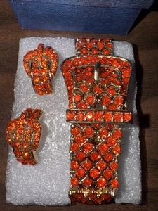 New Rhinestone Buckle Bracelet with Buckle Earrings set - Picture 1 of 5