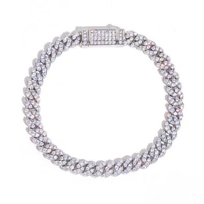 Cadena de eslabones cubanos Miami de 6 mm helada con piedras de circonita cúbica de 5A collar de acero inoxidable Foto 1 de 4