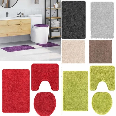 Badematten-Set Dunkelgrau Polypropylen Rutschfest badezimmerteppiche vidaXL - Bild 1 von 4