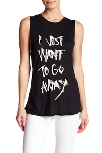$99 Authentic Rare HAUTE HIPPIE Women's Black Front Graphic Print Muscle Tank - Picture 1 of 2