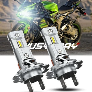 FIT Kawasaki Ninja 300 650 ZX6R LED 1:1 headlamps Kit H7 white Bulbs 6000K Pair - Picture 1 of 10