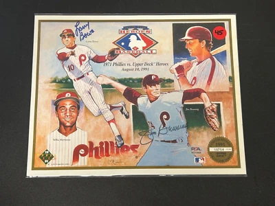 Upper Deck Heroes August 10th 1991 Auto Signed Larry Bowa Jim Bunning PSA COA - Image 1 of 3