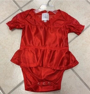 Girls 6 Mnth-2T Red Blank No Logo Football Sports Mesh Jersey Skirted Bubble NWT - Picture 1 of 2
