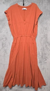 Free People Beach Dress Womens Sz Large Orange Marlow Cotton Hemp Blend Max - Picture 1 of 17