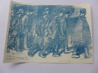 Théophile STEINLEN Lithographie 78/100 signature originale 14/18 poilu WW1 - Photo 1/2